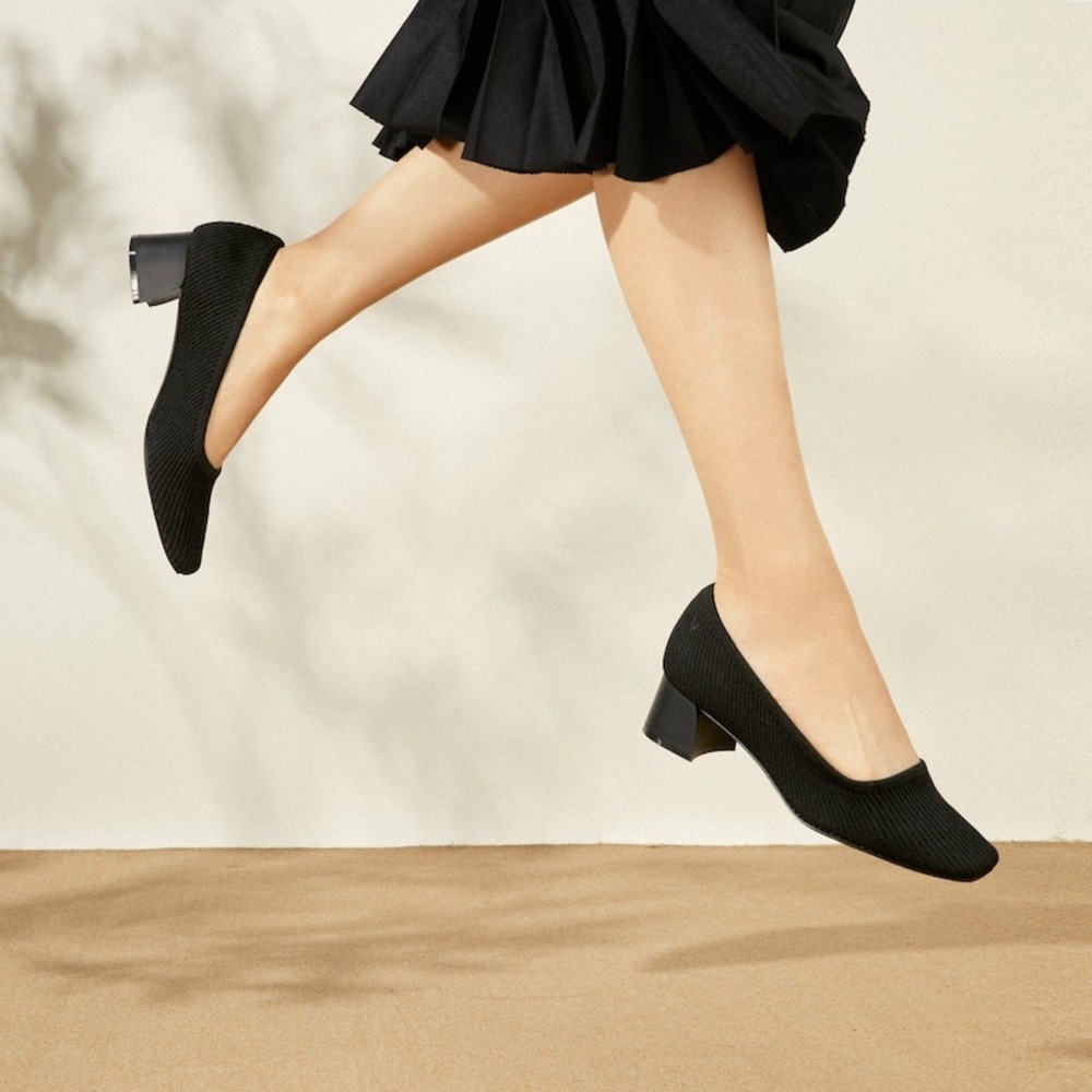 Elegant Black Low Block Heel Pumps